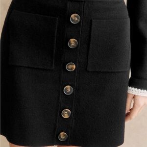 Sezane Black Louisa Mini Skirt with Button Detail